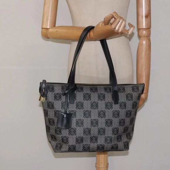 LOEWE Anagram Tote Bag PVC Black Gold Auth 122138 - Picture 3 of 16